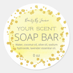 Yellow And White Gold Dots Soap Bar Labels