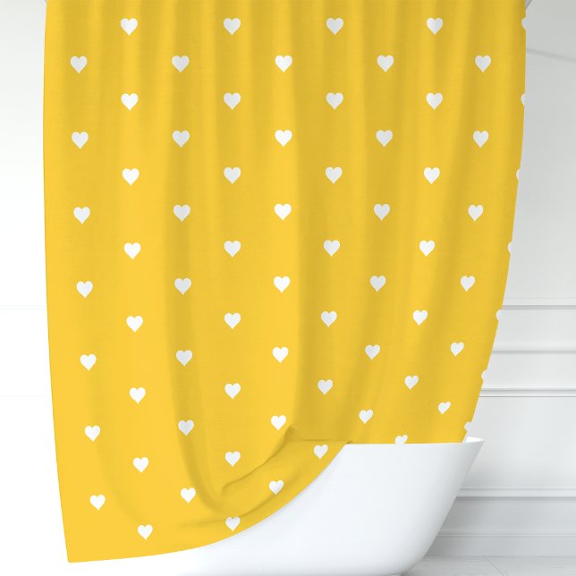 Yellow and White Hearts Shower Curtain (Creator Uploaded)