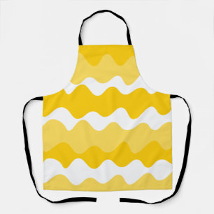 Yellow and white horizontal wavy pattern apron