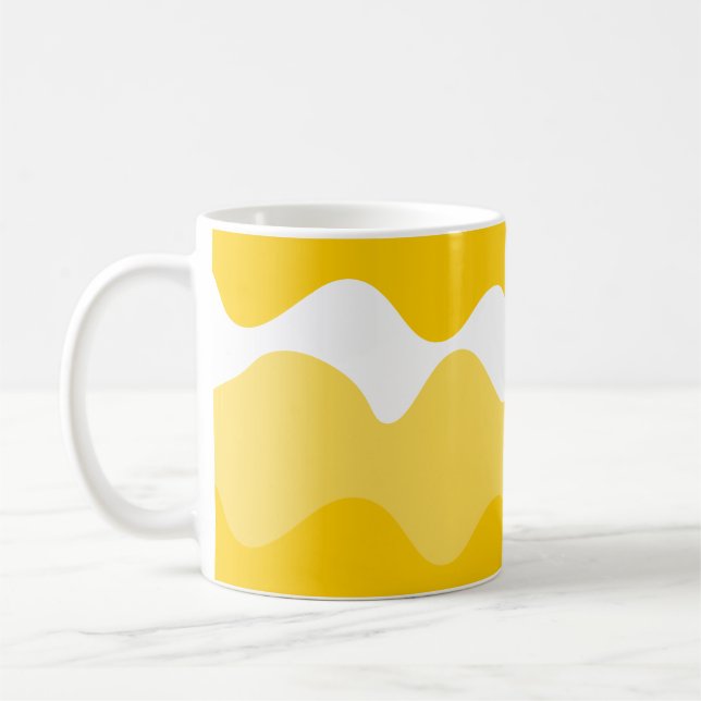 Yellow and white horizontal wavy pattern  coffee mug (Left)