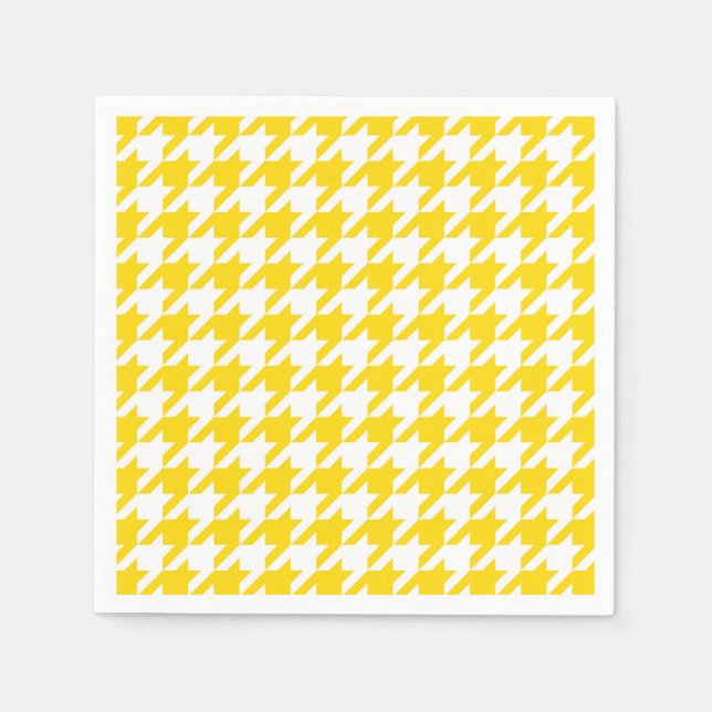 Yellow and White Houndstooth Check Napkin (Front)