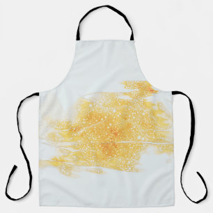 Yellow and white illustration apron