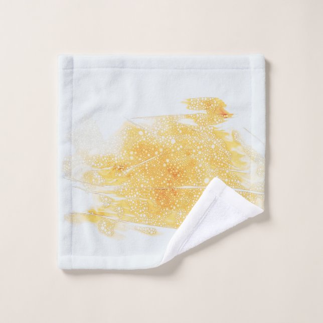 Yellow and white illustration wash cloth (Wash Cloth)