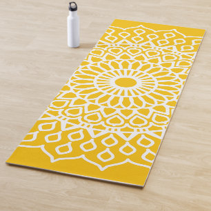 Yellow and White Mandala - Dans-lew in Honey Yoga Mat