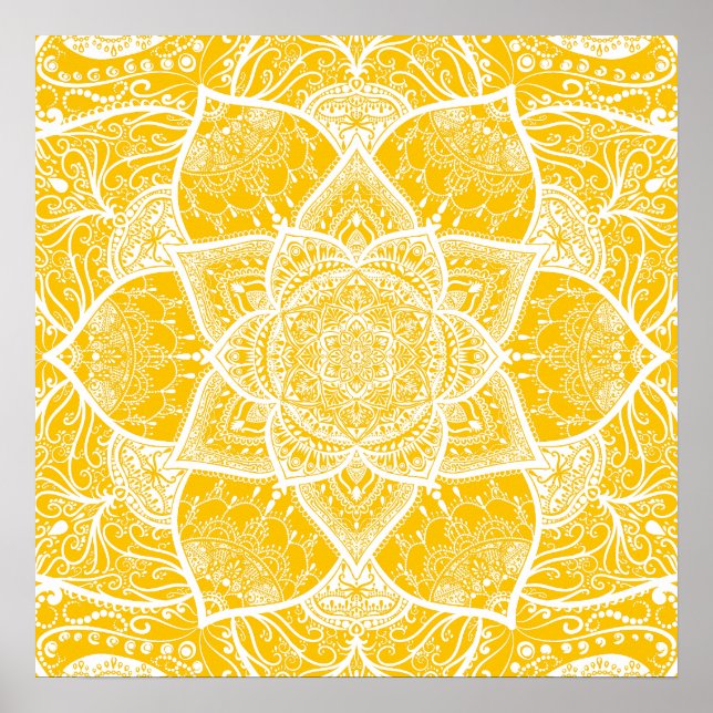 Yellow and White Mandala - Loergann in Honey Poster (Front)