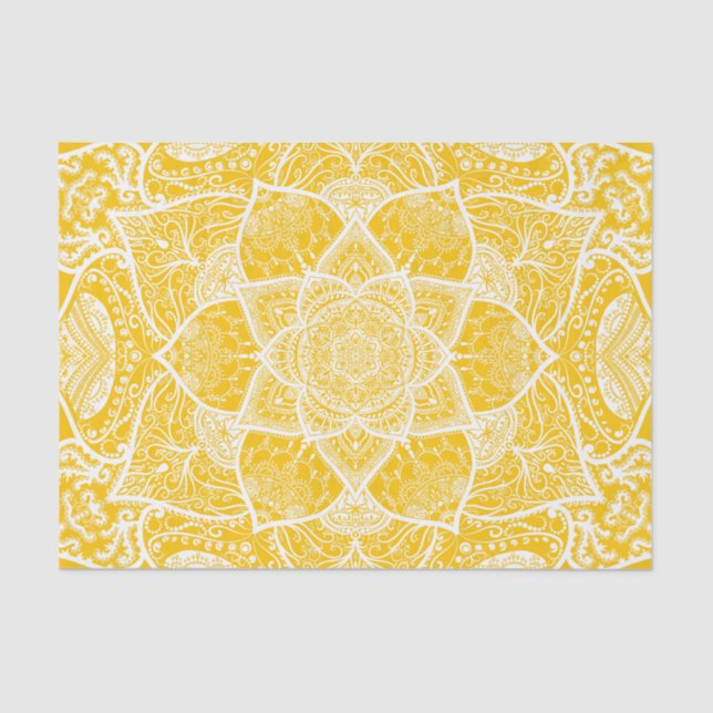 Yellow and White Mandala - Loergann in Honey Tissue Paper (Front)