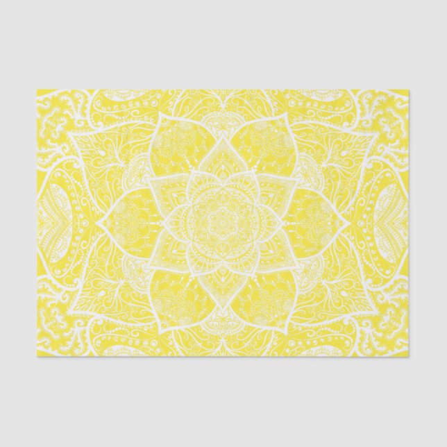 Yellow and White Mandala - Loergann in Lemon Tissue Paper (Front)