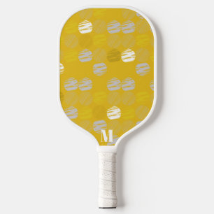 Yellow and White Modern Monogram Pickleball Paddle