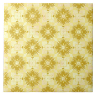 Yellow and White Modern Ogee Pattern Ceramic Tile