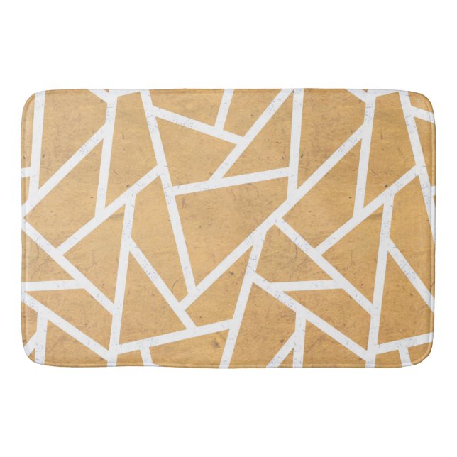 Yellow and white mosaic pattern bath mat (Front)