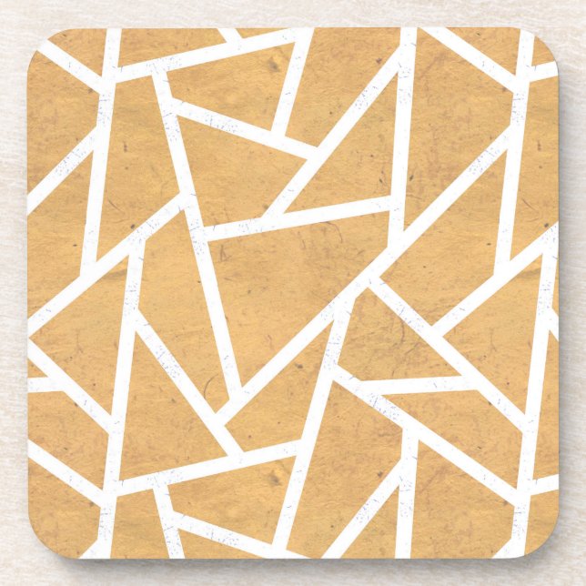 Yellow and white mosaic pattern coaster (Front)