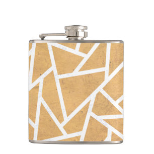 Yellow and white mosaic pattern hip flask