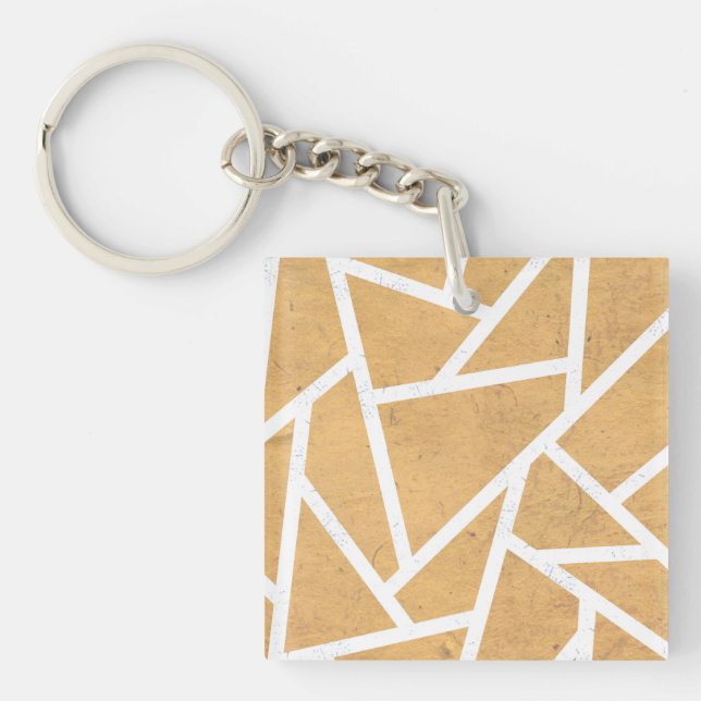 Yellow and white mosaic pattern key ring (Front)