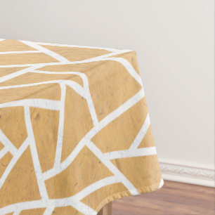 Yellow and white mosaic pattern tablecloth