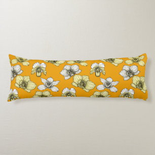 Yellow and white orchid flowers body cushion