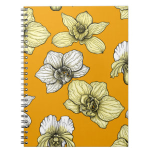Yellow and white orchid flowers notebook
