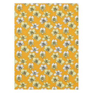 Yellow and white orchid flowers tablecloth