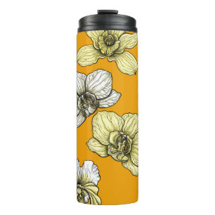 Yellow and white orchid flowers thermal tumbler