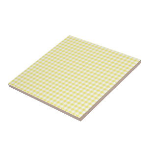 Yellow and White Plaid Checked - Customisable Ceramic Tile