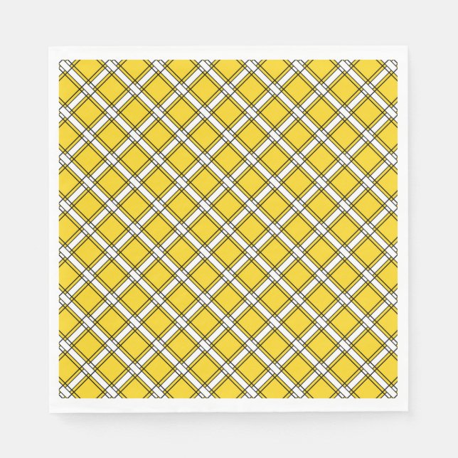 Yellow and white plaid plaid pattern   napkin (Front)