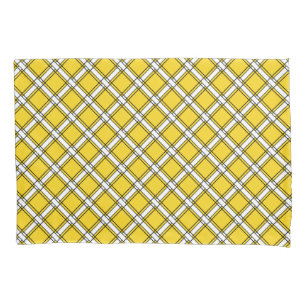 Yellow and white plaid plaid pattern  pillowcase