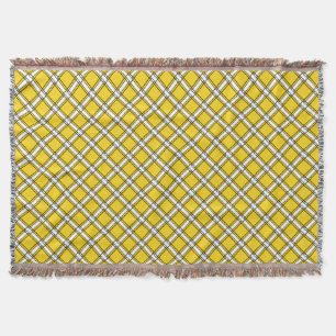 Yellow and white plaid plaid pattern throw blanket