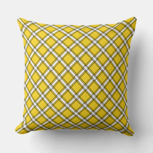 Yellow and white plaid plaid pattern Throw Pillow