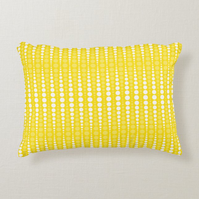 Yellow and White Polka Dot Accent Pillow (Front)