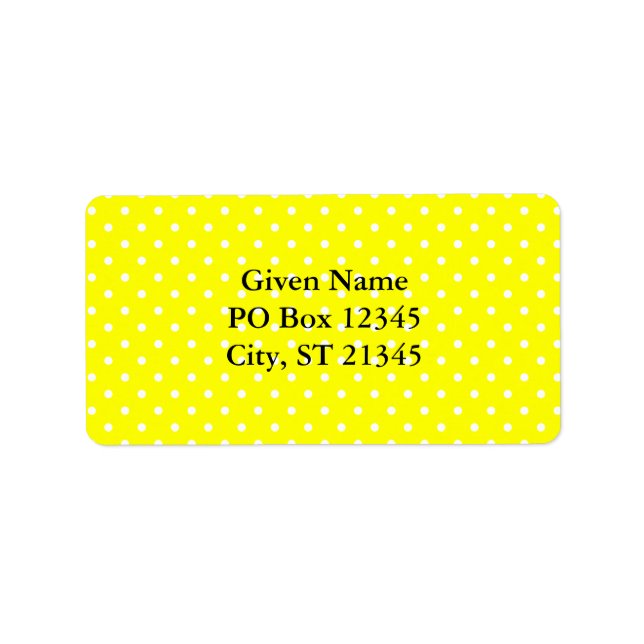Yellow and White Polka Dot Pattern Label (Front)