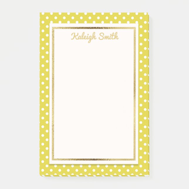 Yellow and White Polka Dot with Gold Post It Notes (Front)