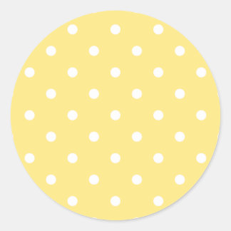 Yellow and White Polka Dots Pattern. Classic Round Sticker