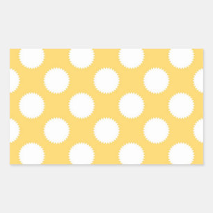 Yellow and White Polka Dots Rectangular Sticker