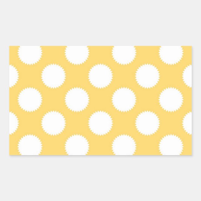 Yellow and White Polka Dots Rectangular Sticker (Front)