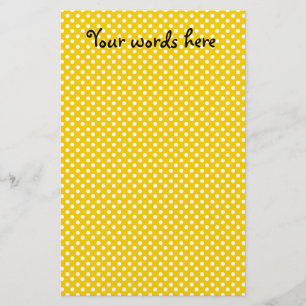 Yellow and white polka dots stationery