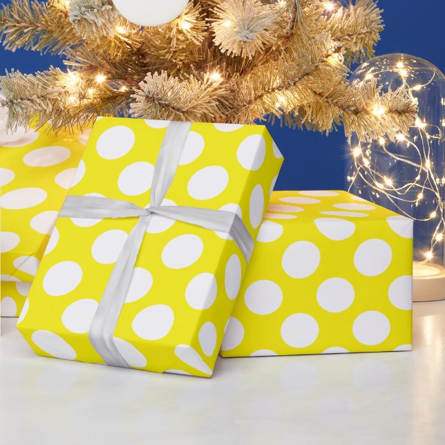 Yellow and white Polka Dots Wrapping Paper (Holidays)