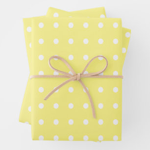 Yellow and White Polka Dots Wrapping Paper Sheet