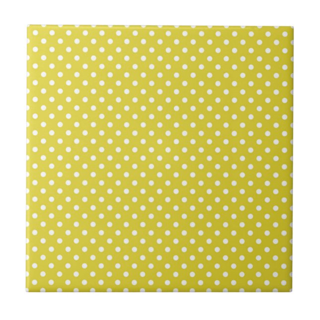 Yellow and White Polkadot Ceramic Tile (Front)