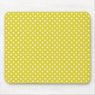 Yellow and White Polkadot Mouse Pad