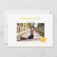 Yellow and White Simple Photo Graduation Party