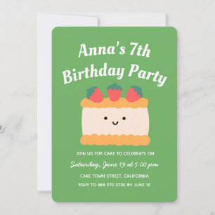 Yellow and White Sponge Cake Birthday Party Invitation