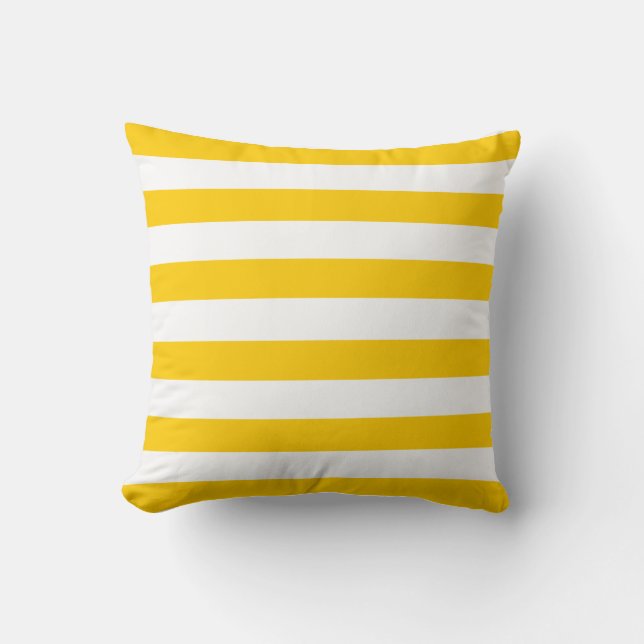 Yellow and White Stripe Pattern Cushion (Front)