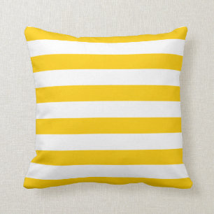 Yellow and White Stripe Pattern Cushion