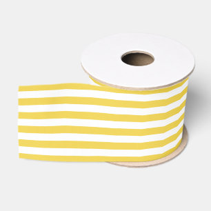 Yellow and White Stripe Pattern Grosgrain Ribbon