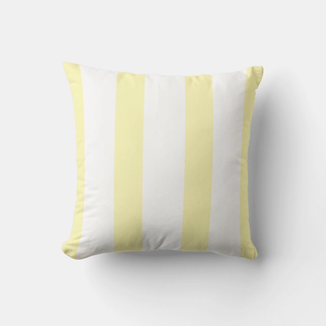 Yellow and White Striped Throw Pillow (Front)