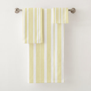 yellow and white stripes bath towel set