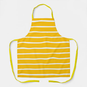 Yellow and White Stripes Design Apron