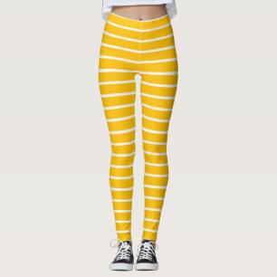 Yellow and White Stripes Design Leggings