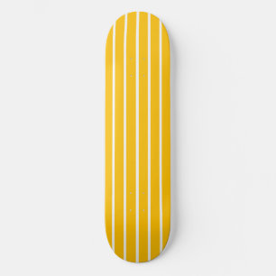 Yellow and White Stripes Design Skateboard