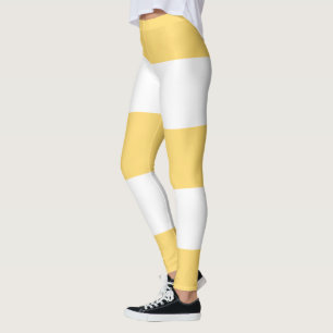 Yellow And White Stripes Leggings