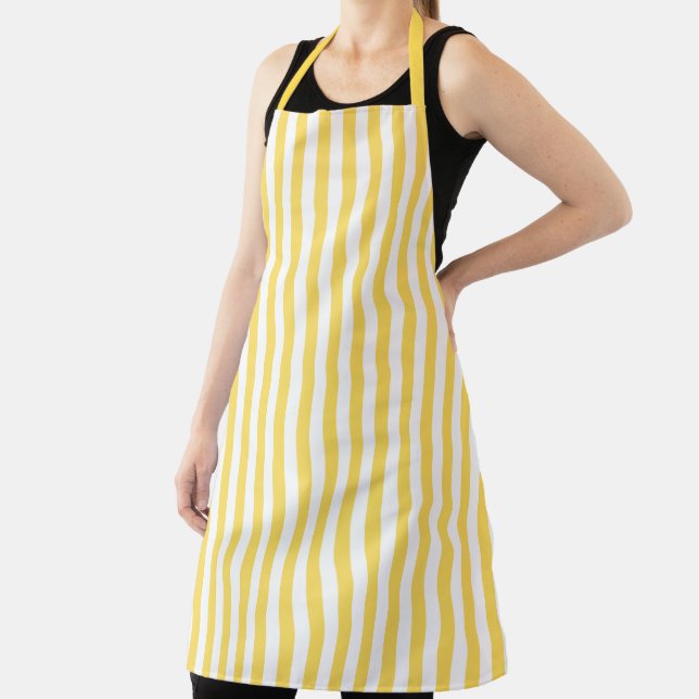 Yellow and White Stripes Pattern Apron (Insitu)